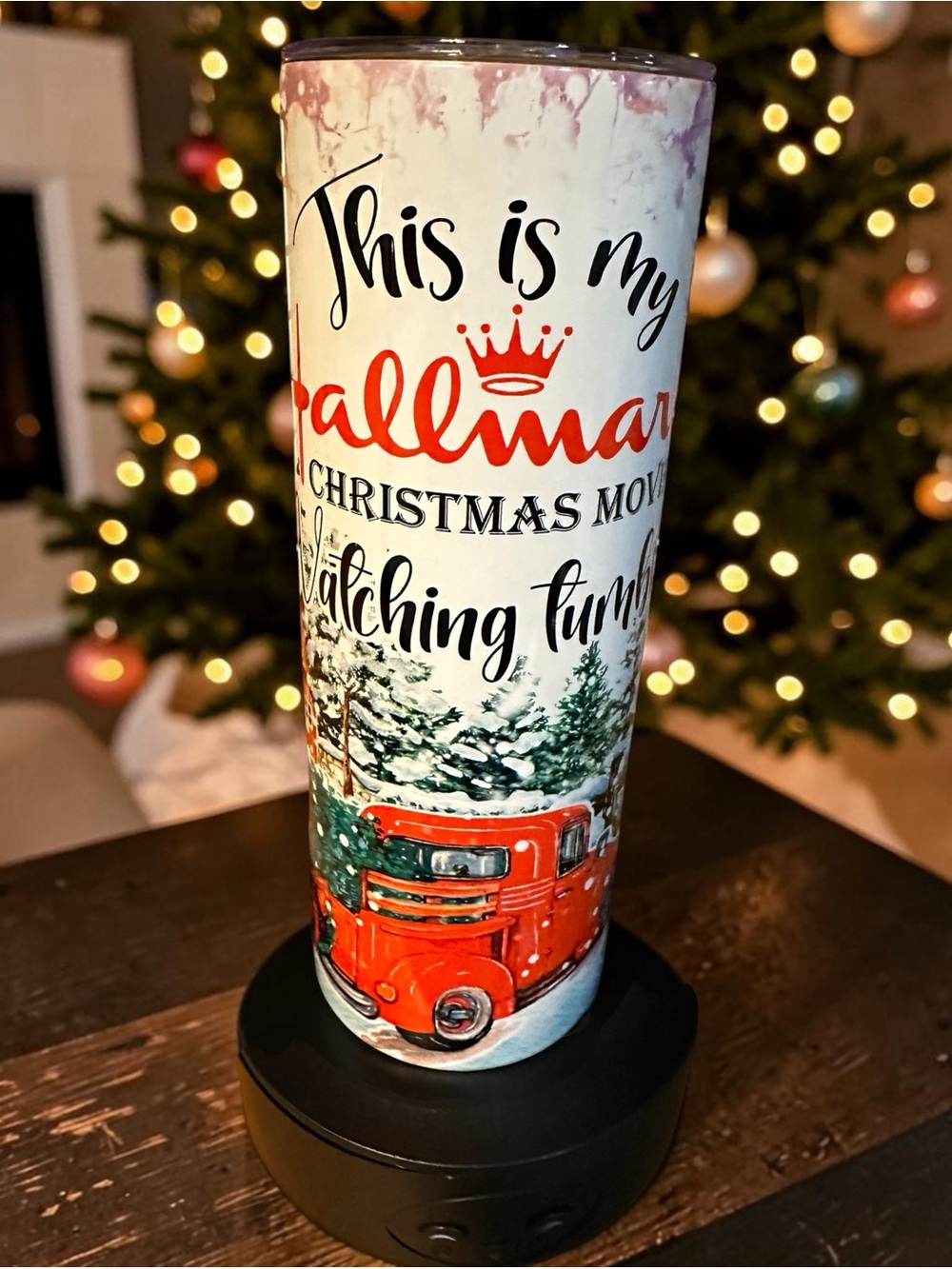 Christmas Movie Night Tumbler – Cozy Winter Holiday Design – 20oz